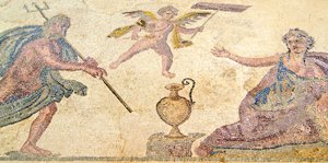 Poséidon et Amymone, Maison de Dionysos, Paphos, Chypre (mosaïque)