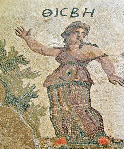 Pyrame et Thisbé, (détail) de Thisbé, Maison de Dionysos, Paphos, Chypre mosaïque - Roman