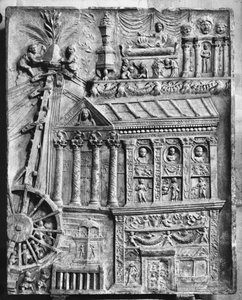 Relief représentant un treuil, fin du 1er siècle après J.-C. (pierre) (photo n/b) - Roman