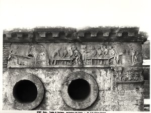 Relief de la frise représentant le processus de fabrication du pain, c.30 av. J.-C. (détail) - Roman