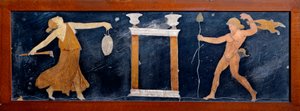 Art romain : une ménade et un satyre dansant près d