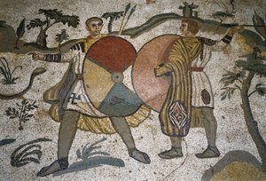Art romain : détail de la mosaïque La grande chasse