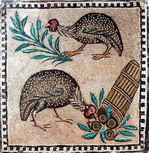 Mosaïque romaine représentant des pintades - Roman