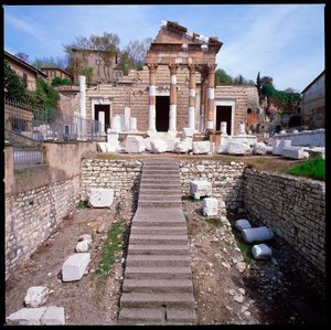 Art romain : vue du Capitole (capitolium), 73 après J.-C., Brescia, Italie - Roman
