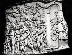 Scène sacrificielle, un moulage tiré de la colonne Trajane, 113 après J.-C.
