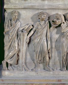 Sarcophage des Muses, détail de Clio et Thalie, c.160 apr. J.-C.