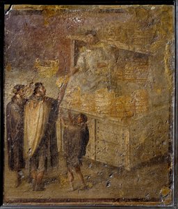 Scène représentant un boulanger vendant du pain. (Fresque, 1er siècle) - Roman