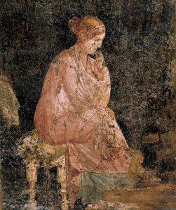 Femme assise, détail de la fresque de Pompéi