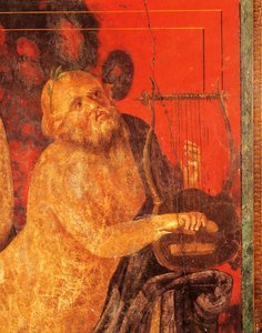 Silenus jouant de la lyre, fresque de la Villa des Mystères, Pompéi, Campanie, Civilisation Romaine