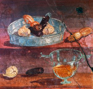 Nature morte avec ail, dattes et miel, deux pièces d