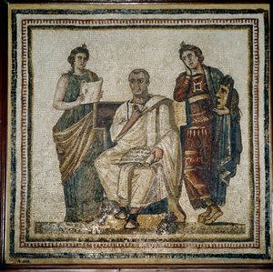 Virgile (Virgilio) et deux muses (Clio et Melpomène) - début 3ème siècle