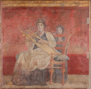 Femme assise jouant de la cithare, c.50-40 av. J.-C.
