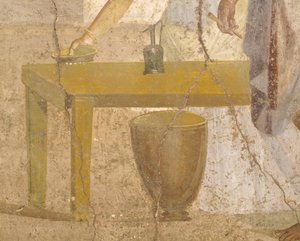 Détail de fresque représentant un repas sacrificiel, Maison des Cupidons dorés, Pompéi, Campanie, Civilisation romaine - Roman Roman
