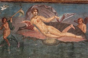 Détail de la fresque dans la Maison de Vénus dans un coquillage, Pompéi, Campanie, civilisation romaine