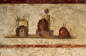 Fresque représentant trois têtes, Maison de Caius Julius Polybius, Pompéi (Liste du patrimoine mondial de l