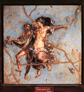 Italie, Campanie, Pompéi, Faune et Ménade de la Maison des Dioscures, fresque