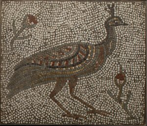 mosaïque avec un paon et des fleurs, 3e-4e siècle (mosaïque)