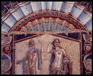 Neptune et Amphitrite (détail). Mosaïque murale du triclinium de la casa di Nettuno e Anfitrite, 5e siècle av. J.-C.-1er siècle apr. J.-C. - Roman Roman