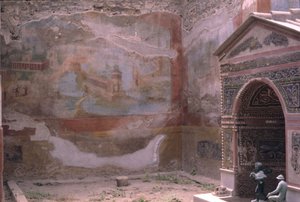 Pompéi, Casa de Diana, fontaine amphitrite et peinture murale, Italie (photo) - Roman Roman