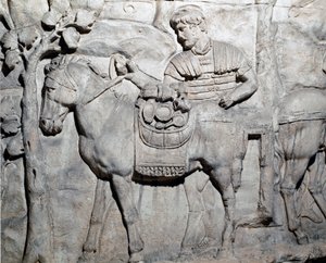 Art romain : « Un mulet chargé de butin » Moulage de 1862 reproduisant les bas-reliefs de la colonne de Trajan à Rome construite sous le règne de l