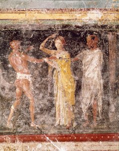 Art romain : scène de combat entre un homme et une femme (frise de la salle C, Villa Farnesina) - Roman Roman