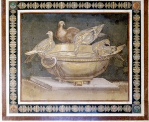 Mosaïque romaine représentant 4 colombes - Roman Roman