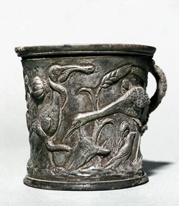 Coupe en argent avec des oiseaux et du blé - Roman Roman