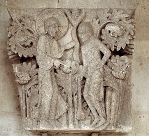 Dieu et Caïn (chapiteau sculpté)