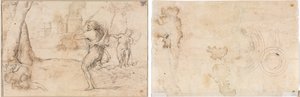 Romulus et Remus trouvés par Faustulus (recto) Cercles concentriques (verso)