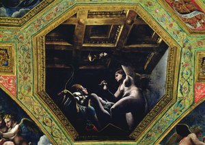 Chambre de Cupidon et Psyché, Psyché contemplant Cupidon