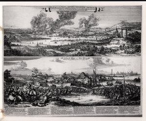 Attaque hollandaise sur la rivière Medway, 20 et 21 juin 1667, gravée par Nicolas Visscher - Romeyn de Hooghe