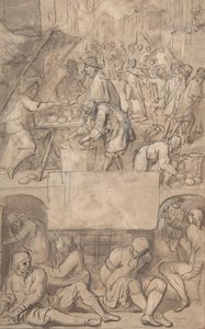 Étude pour une Page de Titre: Allégorie du Commerce et Prison pour Débiteurs - Romeyn de Hooghe.