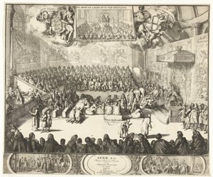 Séance de la Chambre des communes avec la reine Anne sur le trône, 1702