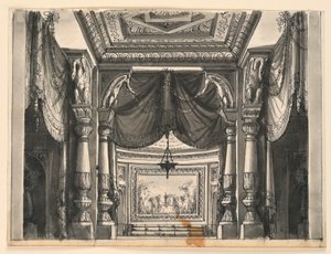 Décor de scène, intérieur de palais oriental - Romolo Achille Liverani