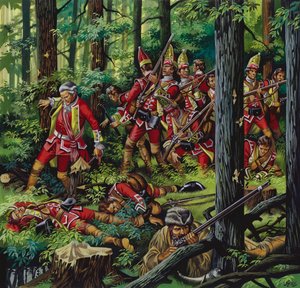 Le massacre de Braddock (gouache sur papier)