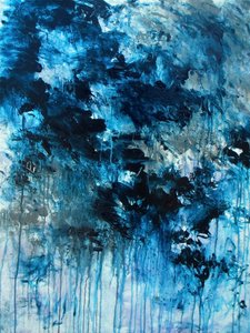 Abstrait bleu dynamique - Ron Halfant