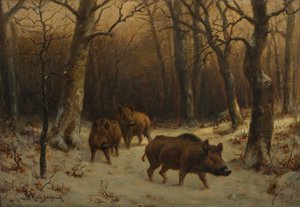 Sangliers dans la neige, c. 1872-1877 - Rosa Bonheur
