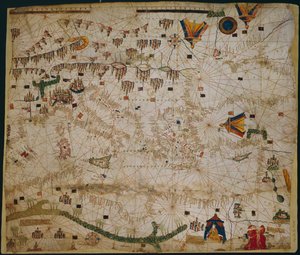 Carte nautique de la mer Méditerranée et de la mer Noire, années 1440