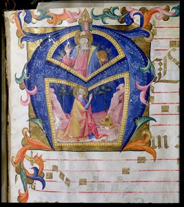 Corale / Graduale no.5 Initiale Historiée "A" représentant le Roi David et Dieu le Père