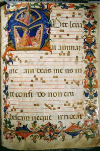 Corale / Graduale no.5 Initiale historiée "A" représentant le roi David et Dieu le Père