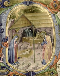 Corale / Graduale no.5 Initiale historiée "P" représentant la Nativité