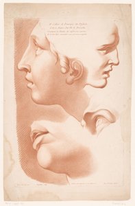 Page de titre avec deux visages de femmes, bouche et œil