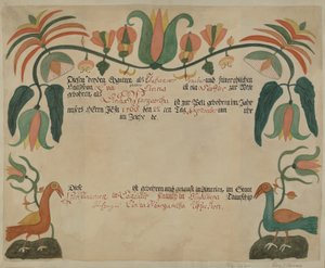 Certificat de naissance et de baptême allemand de Pennsylvanie