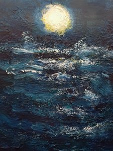 Pleine lune sur la mer