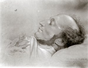 Felix Mendelssohn (1809-47) sur son lit de mort, vers 1847