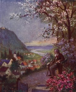 Leopoldsberg, au premier plan Brahms, se reposant après une longue marche