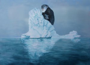 Un chimpanzé sur un iceberg