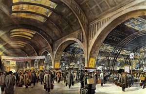 Chemins de fer allemands - Gare centrale de Leipzig pendant la foire