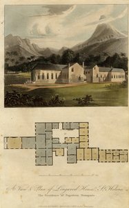 Vue et plan de Longwood House, Sainte-Hélène: la résidence de Napoléon Bonaparte, 1817