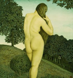 Nu debout dans un paysage